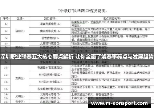 深圳职业联赛五大核心要点解析 让你全面了解赛事亮点与发展趋势